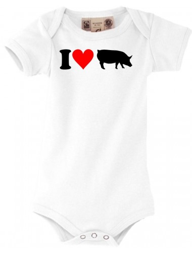 Baby Body lustige Tiere I love Tiere Schweine, kult, weiss, 0-6 Monate