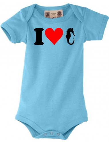 Baby Body lustige Tiere Natur I love Tiere Pinguin, kult, türkis, 0-6 Monate