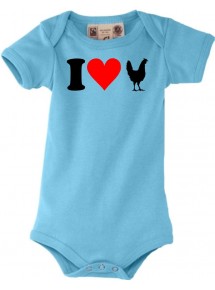 Baby Body lustige Tiere I love Tiere Hühner, kult, türkis, 0-6 Monate