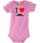 Baby Body lustige I LOVE Mustache Moustache Bart, rosa, 0-6 Monate
