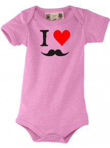 Baby Body lustige I LOVE Mustache Moustache Bart, rosa, 0-6 Monate