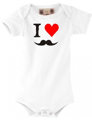 Baby Body lustige I LOVE Mustache Moustache Bart, weiss, 0-6 Monate