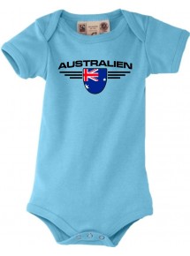 Baby Body Australien, Wappen, Land, Länder, türkis, 0-6 Monate
