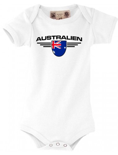 Baby Body Australien, Wappen, Land, Länder, weiss, 0-6 Monate
