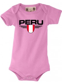 Baby Body Peru, Wappen, Land, Länder, rosa, 0-6 Monate