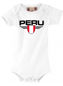 Baby Body Peru, Wappen, Land, Länder, weiss, 0-6 Monate