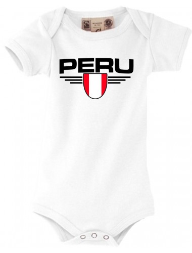 Baby Body Peru, Wappen, Land, Länder, weiss, 0-6 Monate