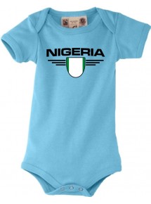 Baby Body Nigeria, Wappen, Land, Länder, türkis, 0-6 Monate