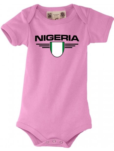 Baby Body Nigeria, Wappen, Land, Länder, rosa, 0-6 Monate