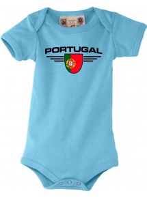 Baby Body Portugal, Wappen, Land, Länder, türkis, 0-6 Monate