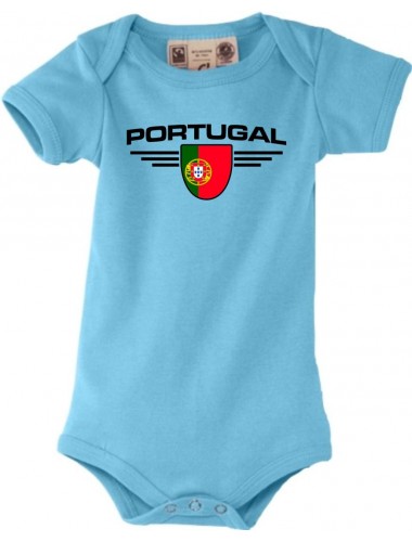 Baby Body Portugal, Wappen, Land, Länder, türkis, 0-6 Monate