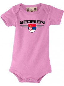 Baby Body Serbien, Wappen, Land, Länder, rosa, 0-6 Monate