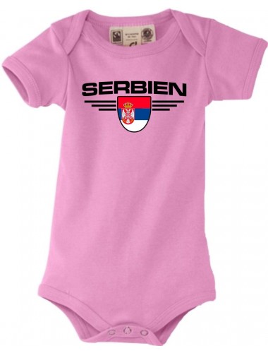 Baby Body Serbien, Wappen, Land, Länder, rosa, 0-6 Monate