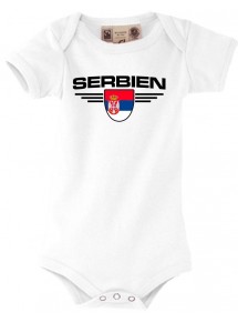 Baby Body Serbien, Wappen, Land, Länder, weiss, 0-6 Monate