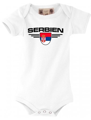 Baby Body Serbien, Wappen, Land, Länder, weiss, 0-6 Monate