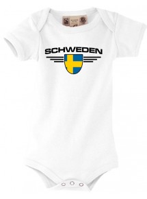 Baby Body Schweden, Wappen, Land, Länder, weiss, 0-6 Monate