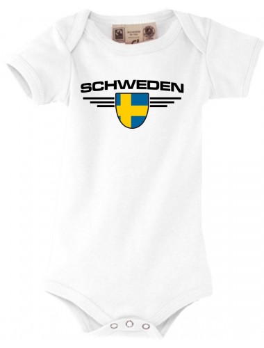 Baby Body Schweden, Wappen, Land, Länder, weiss, 0-6 Monate