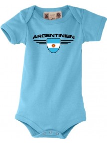 Baby Body Argentinien, Wappen, Land, Länder, türkis, 0-6 Monate