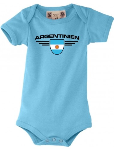 Baby Body Argentinien, Wappen, Land, Länder, türkis, 0-6 Monate