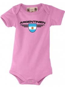 Baby Body Argentinien, Wappen, Land, Länder, rosa, 0-6 Monate
