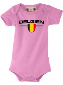 Baby Body Belgien, Wappen, Land, Länder, rosa, 0-6 Monate