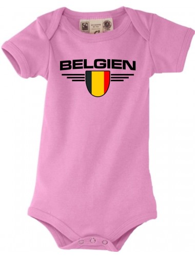 Baby Body Belgien, Wappen, Land, Länder, rosa, 0-6 Monate