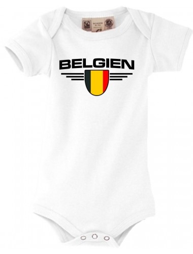 Baby Body Belgien, Wappen, Land, Länder, weiss, 0-6 Monate