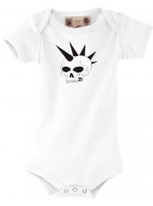 Baby Body Schädel Skull Totenkopf Tattoo, weiss, 0-6 Monate