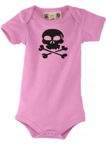 Baby Body Totenkopf Schädel Skull Tattoo, rosa, 0-6 Monate