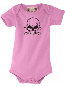 Baby Body Totenkopf Schädel Skull Tattoo kult, rosa, 0-6 Monate