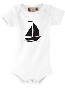 Süßer Baby Body Segelboot, Jolle, Skipper, Kapitän, weiss, 0-6 Monate