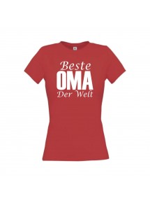 Lady T-Shirt, Beste Oma der Welt, rot, L