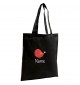 Jute Shopping Bag mit tollen Motiven Spatz inkl Ihrem Wunschnamen, schwarz