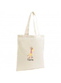 Jute Shopping Bag mit tollen Motiven Giraffe inkl Ihrem Wunschnamen, natur