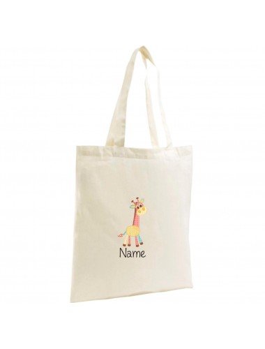 Jute Shopping Bag mit tollen Motiven Giraffe inkl Ihrem Wunschnamen, natur