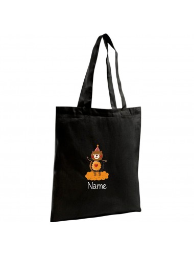 Jute Shopping Bag mit tollen Motiven Bär inkl Ihrem Wunschnamen, schwarz