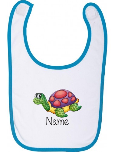 Babylatz mit tollen Motiven inkl Ihrem Wunschnamen Schildkröte, hellblau