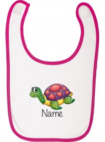 Babylatz mit tollen Motiven inkl Ihrem Wunschnamen Schildkröte, rosa