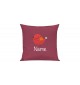 Sofa Kissen mit tollem Motiv Spatz inkl Ihrem Wunschnamen, Farbe pink