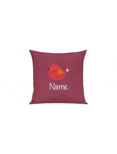 Sofa Kissen mit tollem Motiv Spatz inkl Ihrem Wunschnamen, Farbe pink