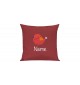 Sofa Kissen mit tollem Motiv Spatz inkl Ihrem Wunschnamen, Farbe rot