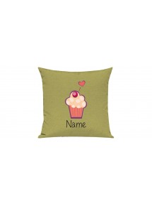 Sofa Kissen mit tollem Motiv Muffin inkl Ihrem Wunschnamen, Farbe hellgruen