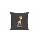 Sofa Kissen mit tollem Motiv Giraffe inkl Ihrem Wunschnamen, Farbe dunkelgrau