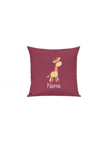 Sofa Kissen mit tollem Motiv Giraffe inkl Ihrem Wunschnamen, Farbe pink