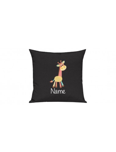 Sofa Kissen mit tollem Motiv Giraffe inkl Ihrem Wunschnamen, Farbe schwarz