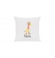 Sofa Kissen mit tollem Motiv Giraffe inkl Ihrem Wunschnamen, Farbe weiss