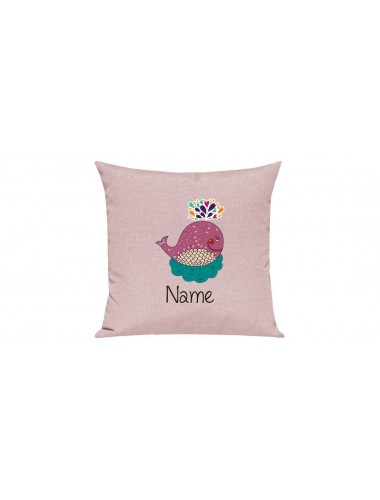 Sofa Kissen mit tollem Motiv Wal inkl Ihrem Wunschnamen, Farbe rosa