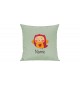 Sofa Kissen mit tollem Motiv Eule inkl Ihrem Wunschnamen, Farbe pastellgruen