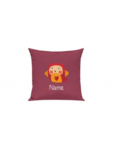 Sofa Kissen mit tollem Motiv Eule inkl Ihrem Wunschnamen, Farbe pink