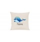 Sofa Kissen mit tollem Motiv Delfin inkl Ihrem Wunschnamen, Farbe creme